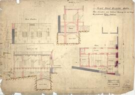 Royal Naval Hospital Malta - Plan Elevation and Sections shewing in red tinge - the proposed Poli...