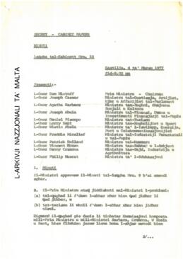 Minutes of Cabinet Meeting held on 4 March 1977