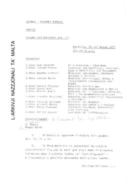 Minutes of Cabinet Meeting held on 25 March 1977