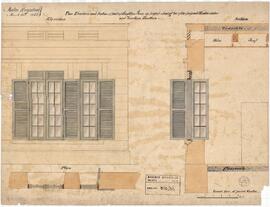 Plan Elevation and Section of part of Reception Room in progressshewing two of the proposed Windo...