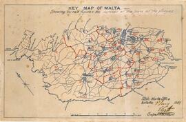 Key Map of Malta - Showing by Red Figures the Number of the Plans of the Villages