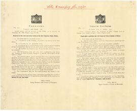 Document showing a call for tender by the treaury for the reneal of the roof and other works at t...