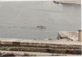 Boat crossing Grand Harbour - View from Upper Barraca Gardens