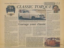 A newspaper page relating to Mr. Laferla's Borgward car