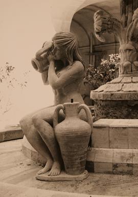 Auberge de Castille, Detail of Fountain in Courtyard - 1973