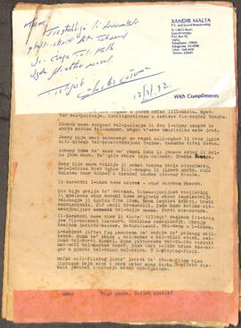 Typewritten script of the teleserial titled ‘Iċ- Ċinga tal- Kelb’