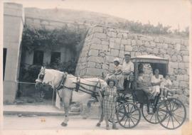 The Despott family on a horse-drawn carriage