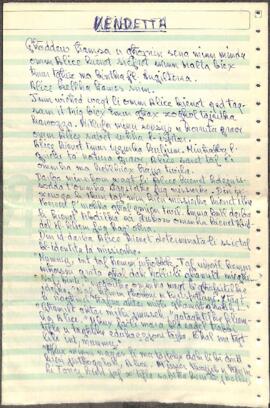 A handwritten story by Karmenu Gruppetta titled “Vendetta”