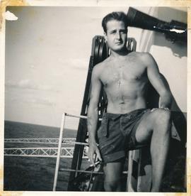 Arthur posing on HMS Ark Royal