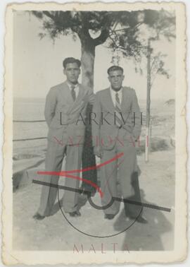 Two men men in a seaside area