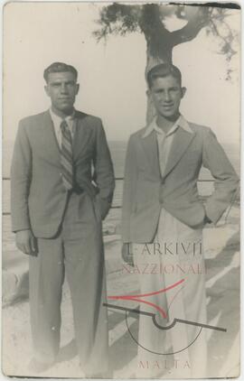 Two men men in a seaside area