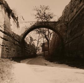 St. John's Bastion: Stone Bridge connecting Scarp and Counterscarp across ditch - ca 1974