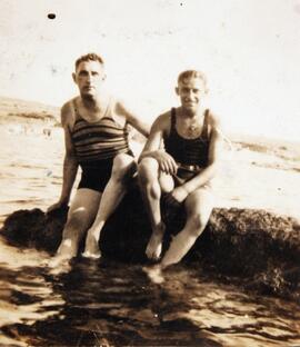 Two men in Armier Bay - August 1931