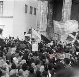 A crowd attending a demonstration of Archbishop Gonzi