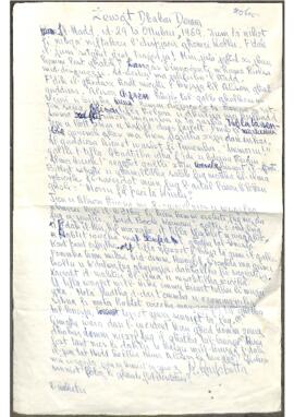 A handwritten diary entry written by Karmenu Gruppetta titled “Żewġ Dbabar Demm”. The events of 29th October 1989 are described, when Alison was injured