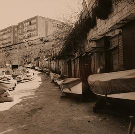 Salvatore Bastion: Foreshore with boat houses - ca.1974