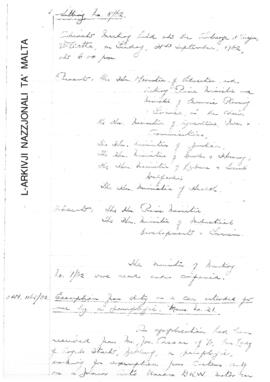 Minutes of Cabinet Meeting held on 21 September 1962