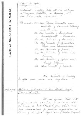 Minutes of Cabinet Meeting held on 18 December 1962