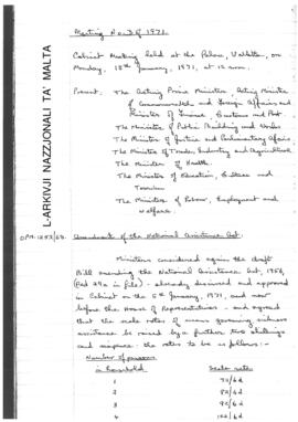 Minutes of Cabinet Meeting held on 18 January 1971