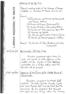 Minutes of Cabinet Meeting held on 9 March 1971