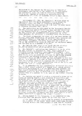 An application for assistance under the Aids to Industries Ordinance filed by Mr Charles G Halsted in connection with the construction of a hotel at Cirkewwa (Paradise Bay), Malta