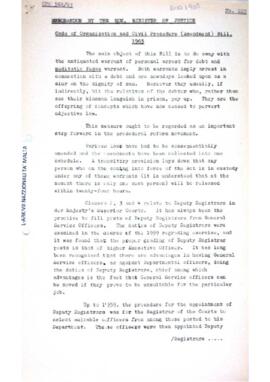 Code of Organization and Civil Procedure (Amendment) Bill, 1963.  Doing away with the antiquated warrant of personal arrest for debt and meditatio fugae warrant