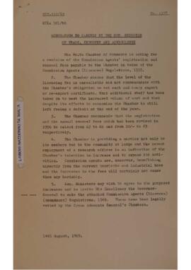 Revision of the Commission Agents' registration and renewal fees payable to the Malta Chamber of Commerce in terms of the Commission Agents (Licences) Regulations, 1939