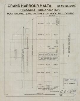 Grand Harbour Malta - Ricasoli Breakwater - Plan shewing bare patches of Rock in J Course