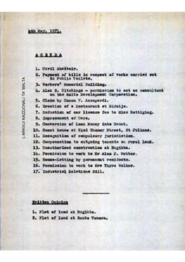 Agenda of meeting Cabinet Meeting of 4 May 1971