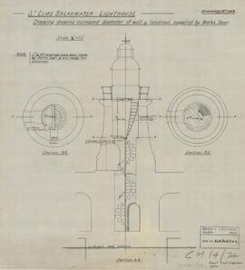 St Elmo Breakwater Lighthouse - Drawing shewing increased diameter of well & landings supplied by Works Dept.