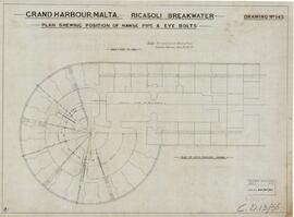 Grand Harbour - Ricasoli Breakwater - Plan shewing postion of Hawse Pipe & Eye Bolts