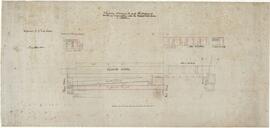 Tracing showing in red the proopsed works in connection with the Valletta stone bridge and station - Including front and side elevation and section.