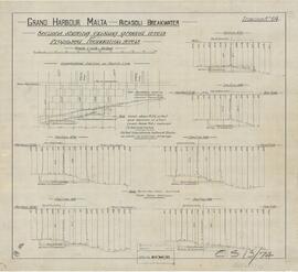 Grand Harbour - Ricasoli Breakwater - Sections shewing existing ground levels - Proposed foundation levels