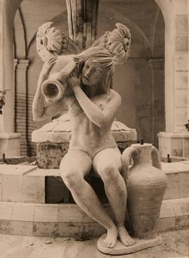 Auberge de Castille - Detail of Fountain in Courtyard - 1973