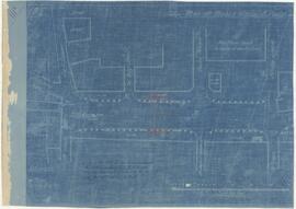 Blueprint of plan of Piazza Paula in Casal Paula showing in red the proposed pedestrian crossing ...