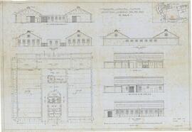 Drawing showing proposed carpenter s workshop for the P.W.D at Marsa. Plan, front, rear, side and...
