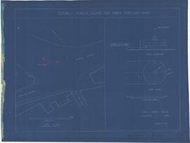 Blueprint of plan showing in red the proposed position of the new traffic island in Tower road Sl...