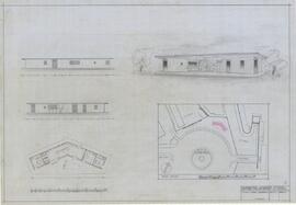 Plan, elevation and site plan of proposed rest room (and canteen- for bus drivers at Kingsgate Va...