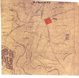Part of Deposited Plan No.10 - showing (proposed) Cemetery ('Tal-Infetti') higlighted in Red