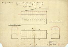 Plan and Sectionsof Tank situated at North corner of - Hospital Ground, shewing in Red the propos...