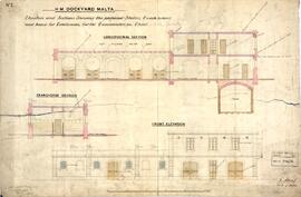 H.M. Dockyard, Malta - Elevation and Sections showing the Stables, Coach-houses, and house for Co...