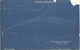 Blueprint of track construction special works on approach to carshed in Marsa.