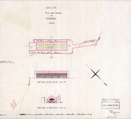 MALTA - Plan & Section of Armory - St Elmo