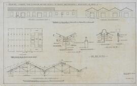 Drawings showing plan, elevation and roof details of garage and carpenter s workshops at Marsa