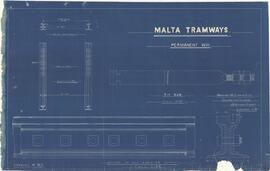 Blueprint of the proposed permanent way including plan, sections and detail for the Malta Tramways.
