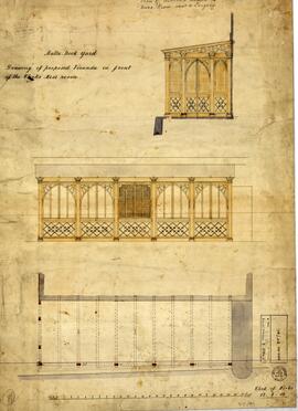 Drawing of proposed Veranda in front of the Clerks' Mess room