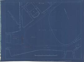 Blueprint of plan of Msida creek showing in red the proposed modifications to road.