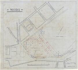 Site plan of road works and creation of a square in Msida Creek.