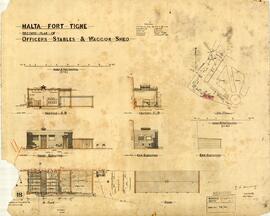 MALTA - Fort Tigne - Record Plan of - Officers Stables & Waggon Shed