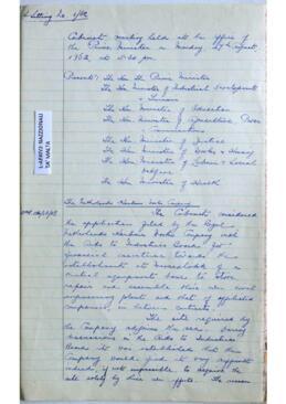 Minutes of Cabinet Meeting held on 27 August 1962